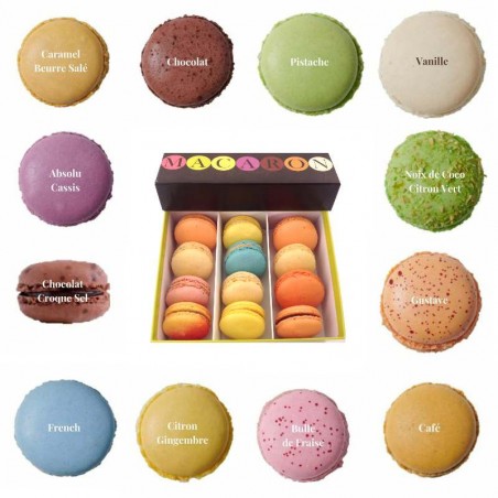 Boite de 12 macarons sucrés par l'Invithé Gourmand